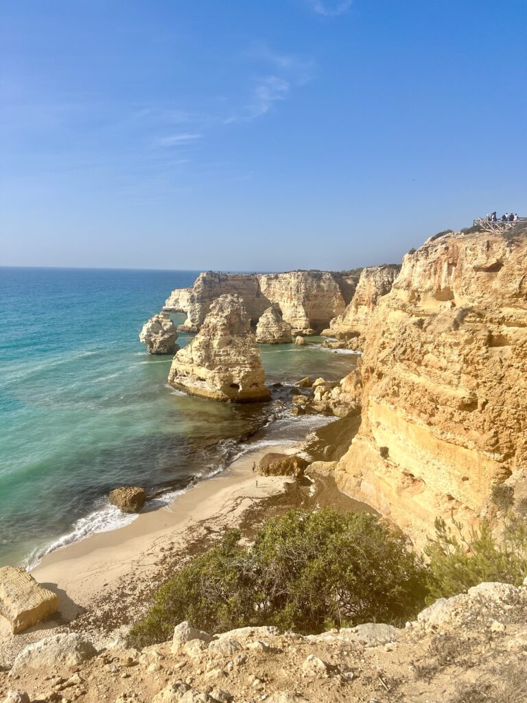 Beautiful birds eye view of Praia da Marinha Beach