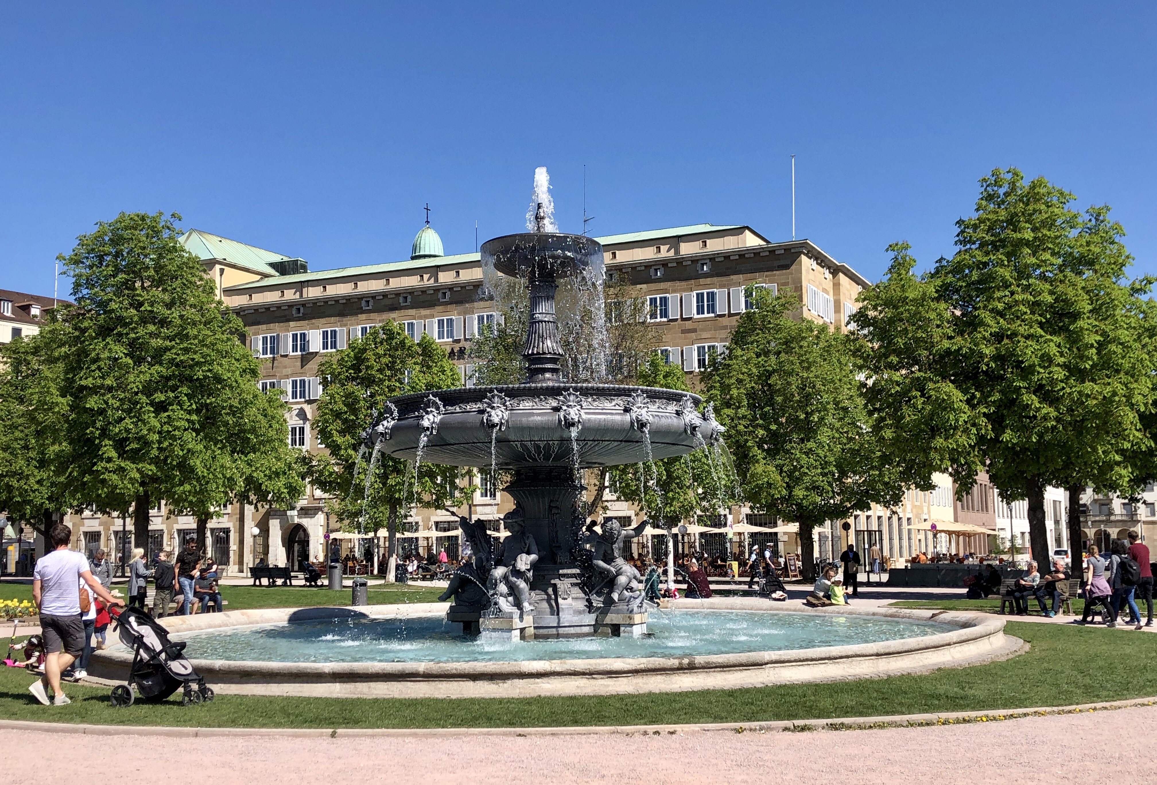 schloßplatz in downtown stuttgart germany 