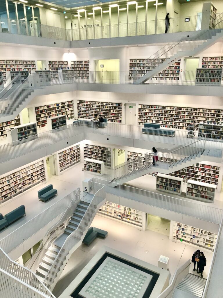 The inside of the Stuttgart Public library in Stuttgart Germany