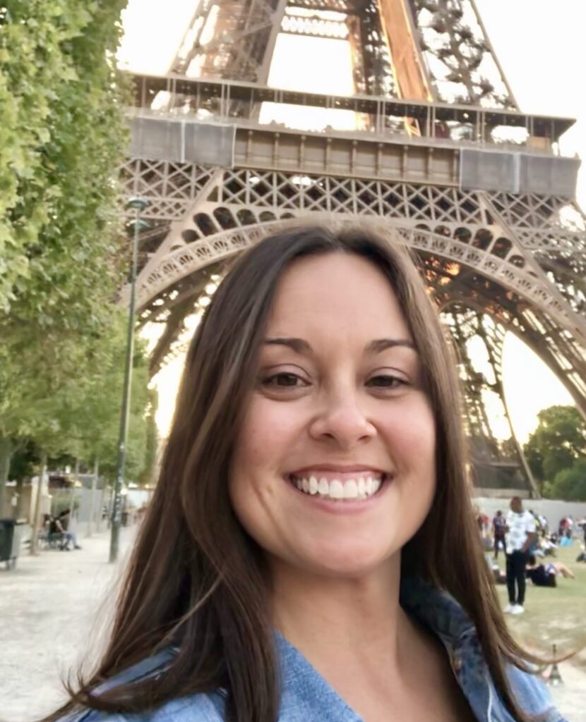 Kristie Rodriguez in front of the Eiffel Tower in Paris France