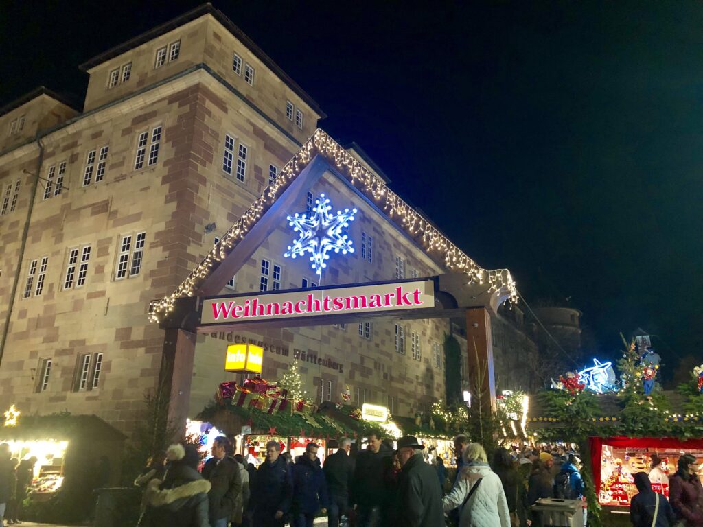 Stuttgart Christmas Market entrance in Stuttgart, Germany. 
