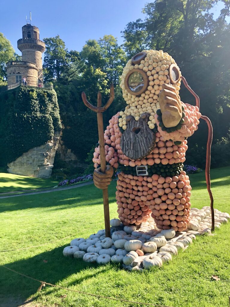 underwater sea diver made out of pumpkins at the ludwigsburg pumpkin festival in germany 