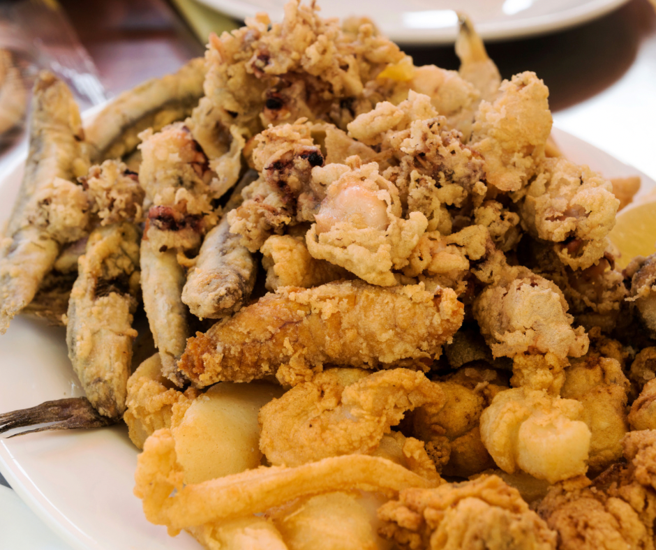 Fried seafood, local tapas in Sevilla, Spain 